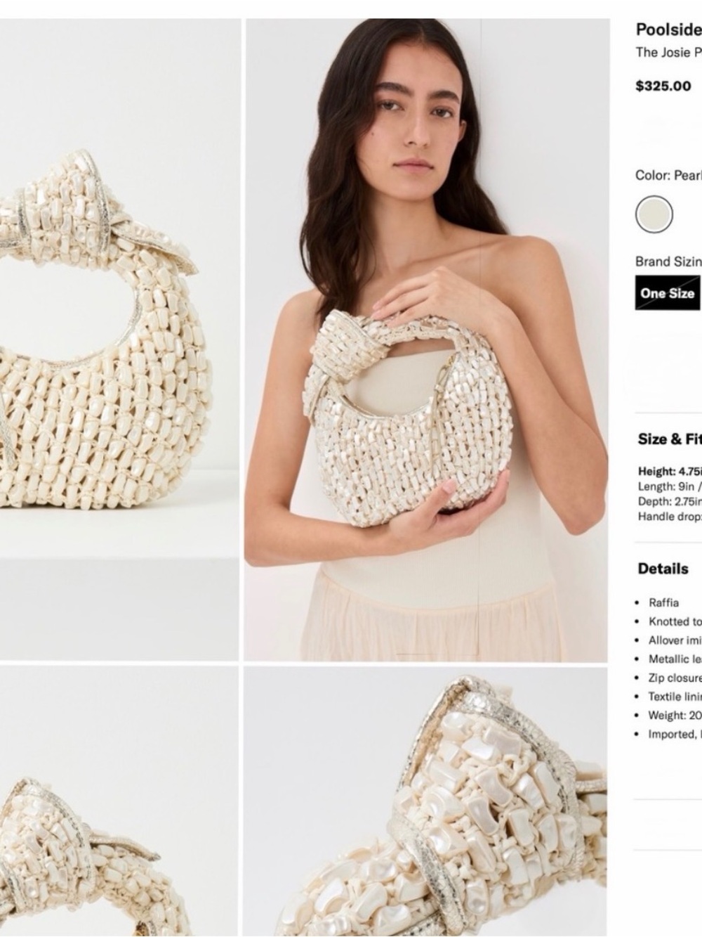 Poolside The Josie Knotted Top Handle Pearl Bag - Picture 5 of 6